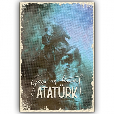 Gazi Mustafa Kemal Atatürk Ahşap Retro Poster