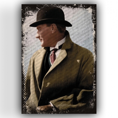Atatürk Ahşap Retro Vintage Poster 