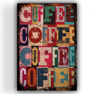 Coffee Ahşap Retro Vintage Poster 
