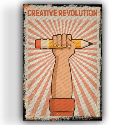 Creative Revolution Ahşap Retro Vintage Poster 