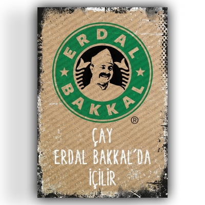 Erdal Bakkal Ahşap Retro Vintage Poster 