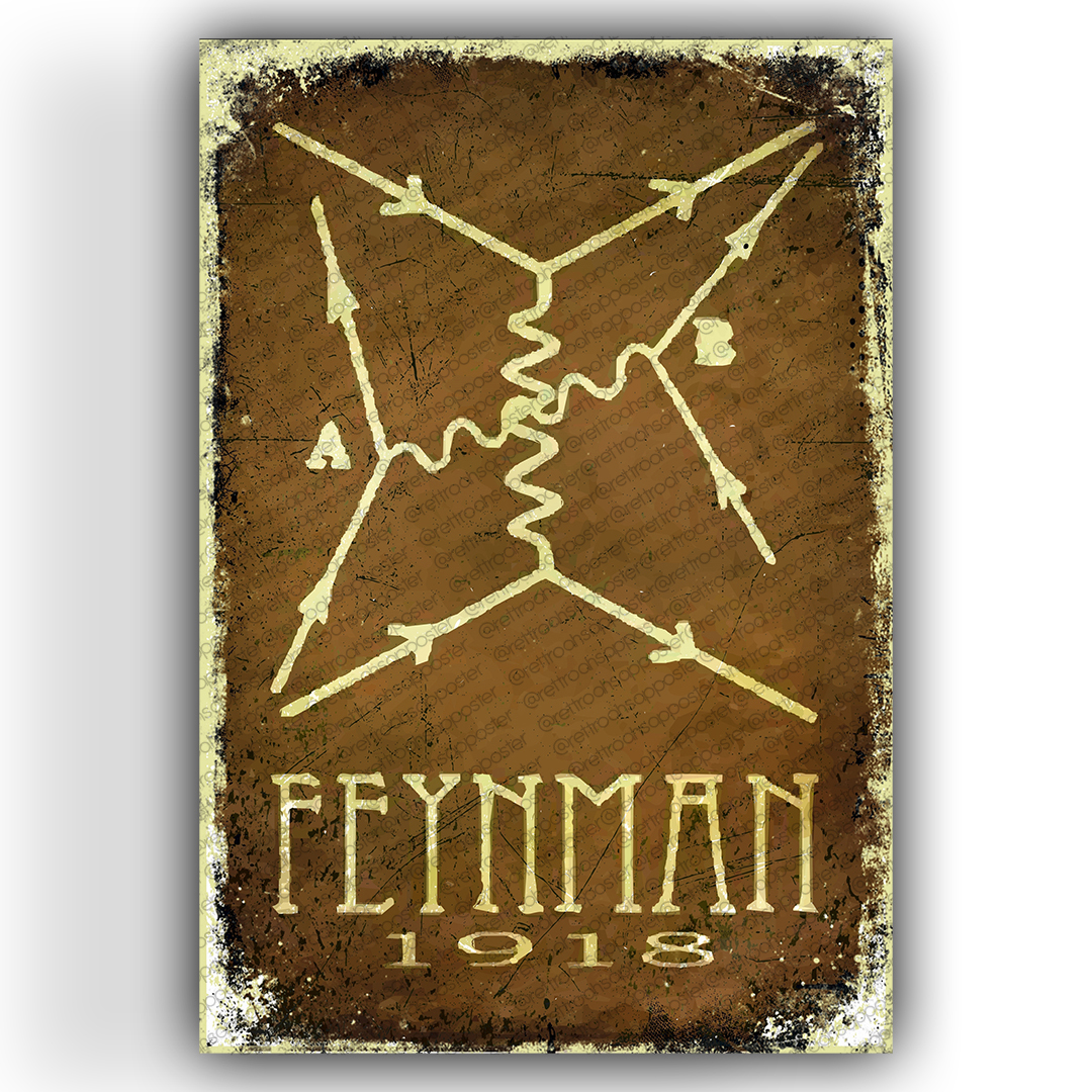 Feynman Ahşap Retro Vintage Poster 