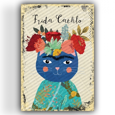 Frida Cathlo Ahşap Retro Vintage Poster 