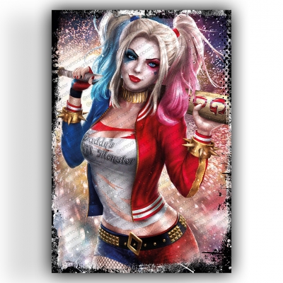 Harley Quinn Ahşap Retro Vintage Poster 