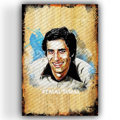 Kemal Sunal Ahşap Retro Vintage Poster 