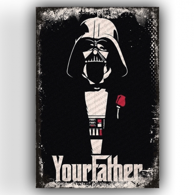 Your Father , Star Wars , The Godfather Ahşap Retro Vintage Poster 