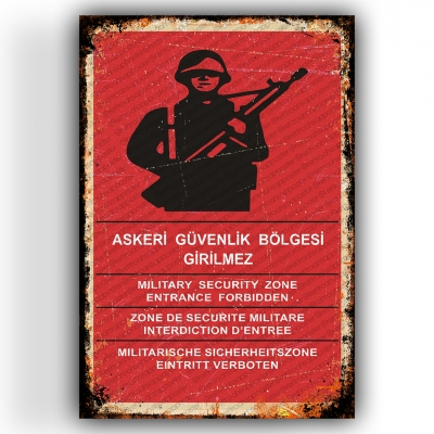 Askeri Bölgeye Girilmez Ahşap Retro Vintage Poster 