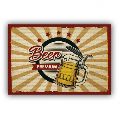 Beer Premium Ahşap Retro Vintage Poster 