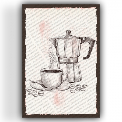 Coffee Espresso Ahşap Retro Vintage Poster 