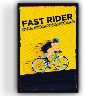 Fast Rider Ahşap Retro Vintage Poster 