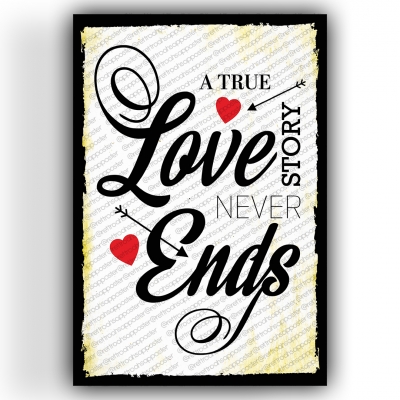 Love Ends Ahşap Retro Vintage Poster 