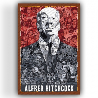 Alfred Hitchcock Ahşap Retro Vintage Poster 
