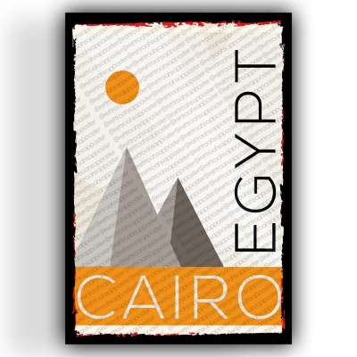 Cairo Egypt Ahşap Retro Vintage Poster 