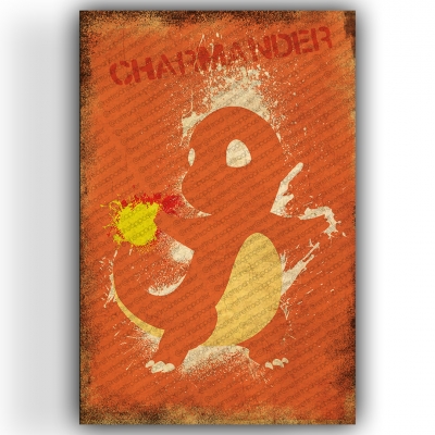 Charmander Ahşap Retro Vintage Poster 