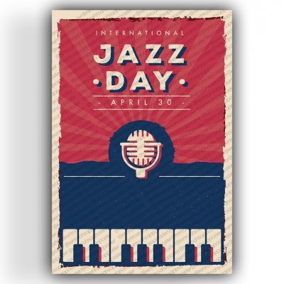 International Jazz Day Ahşap Retro Vintage Poster 