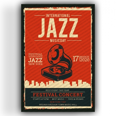 İnternational Jazz Music Day Ahşap Retro Vintage Poster 