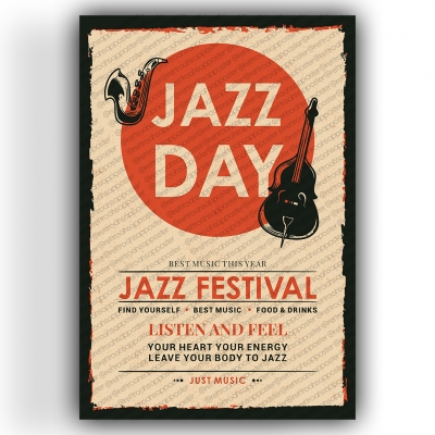 Jazz Day Ahşap Retro Vintage Poster 