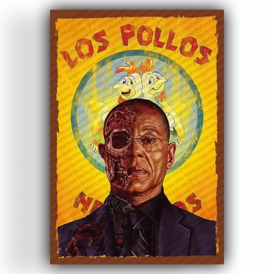 Los Pollos Ahşap Retro Vintage Poster 