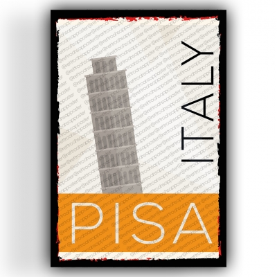 Pisa Italy Ahşap Retro Vintage Poster 