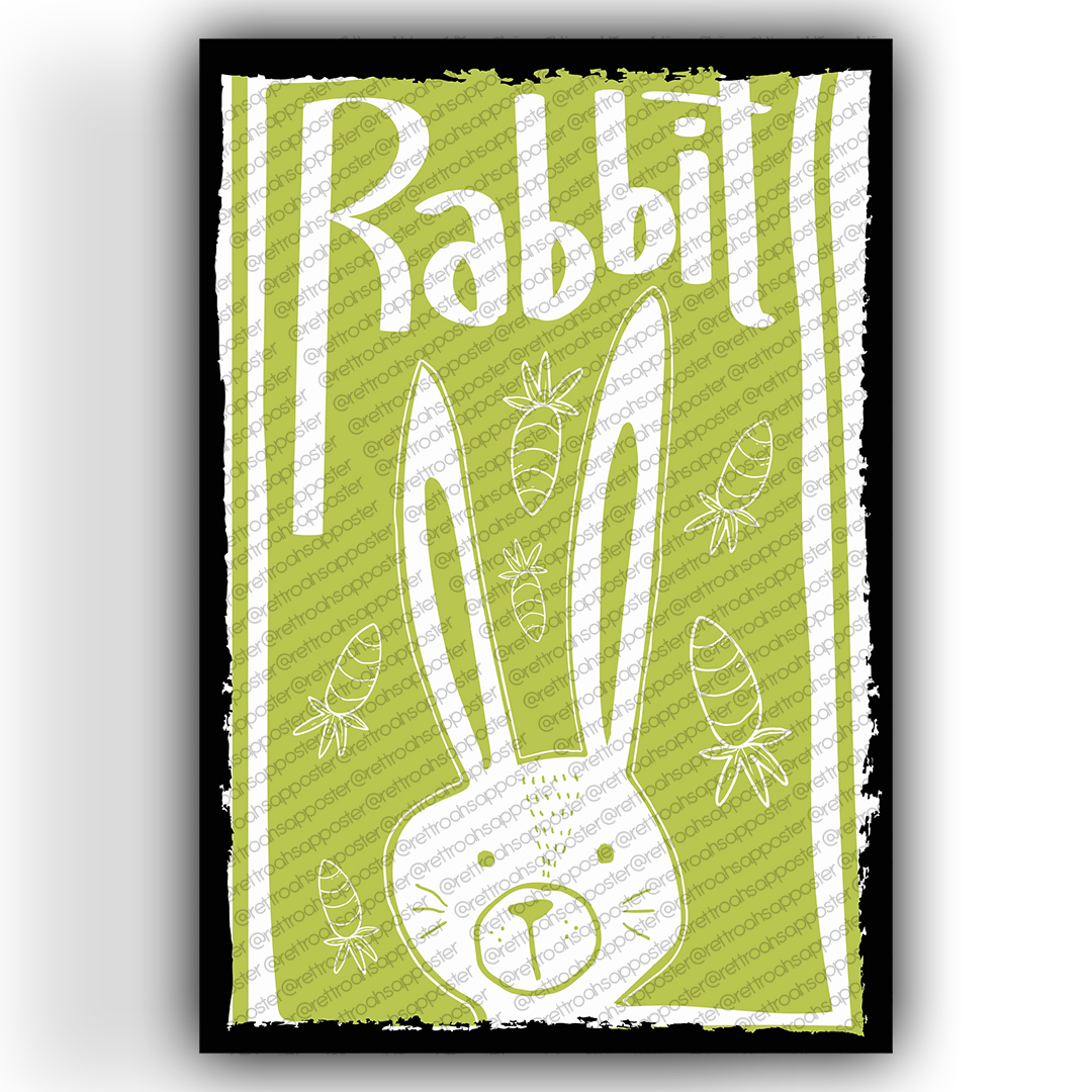 Rabbit Tavşan Ahşap Retro Vintage Poster 