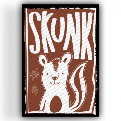 Skunk Kokarca Ahşap Retro Vintage Poster 