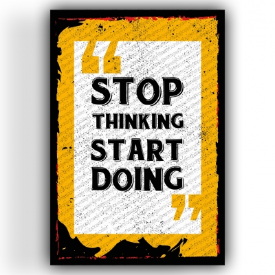 Stop Thinking Start Doing Ahşap Retro Vintage Poster 