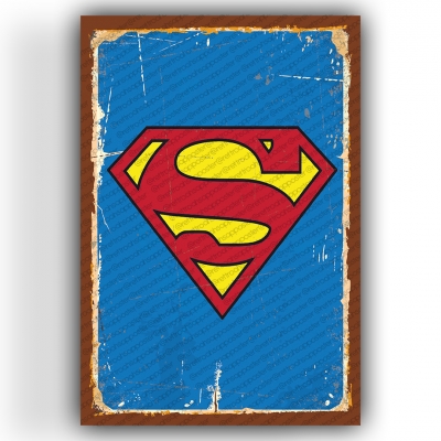 Superman Ahşap Retro Vintage Poster 
