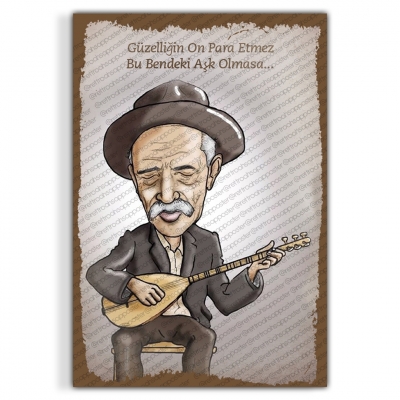 Aşık Veysel Ahşap Retro Vintage Poster 