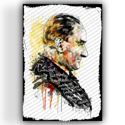 Atatürk Ahşap Retro Vintage Poster 