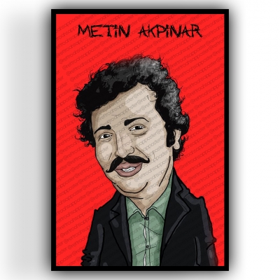 Metin Akpınar Yeşilçam Ahşap Retro Vintage Poster 