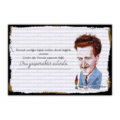 Nazım Hikmet Ahşap Retro Vintage Poster 