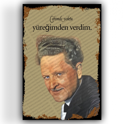 Nazım Hikmet Ahşap Retro Vintage Poster 