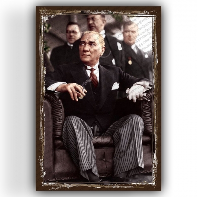 Atatürk Ahşap Retro Vintage Poster 