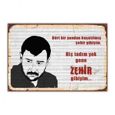 Azer Bülbül Ahşap Retro Vintage Poster 