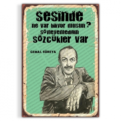 Cemal Süreya Ahşap Retro Vintage Poster 