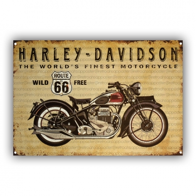 Harley Davidson Ahşap Retro Vintage Poster 
