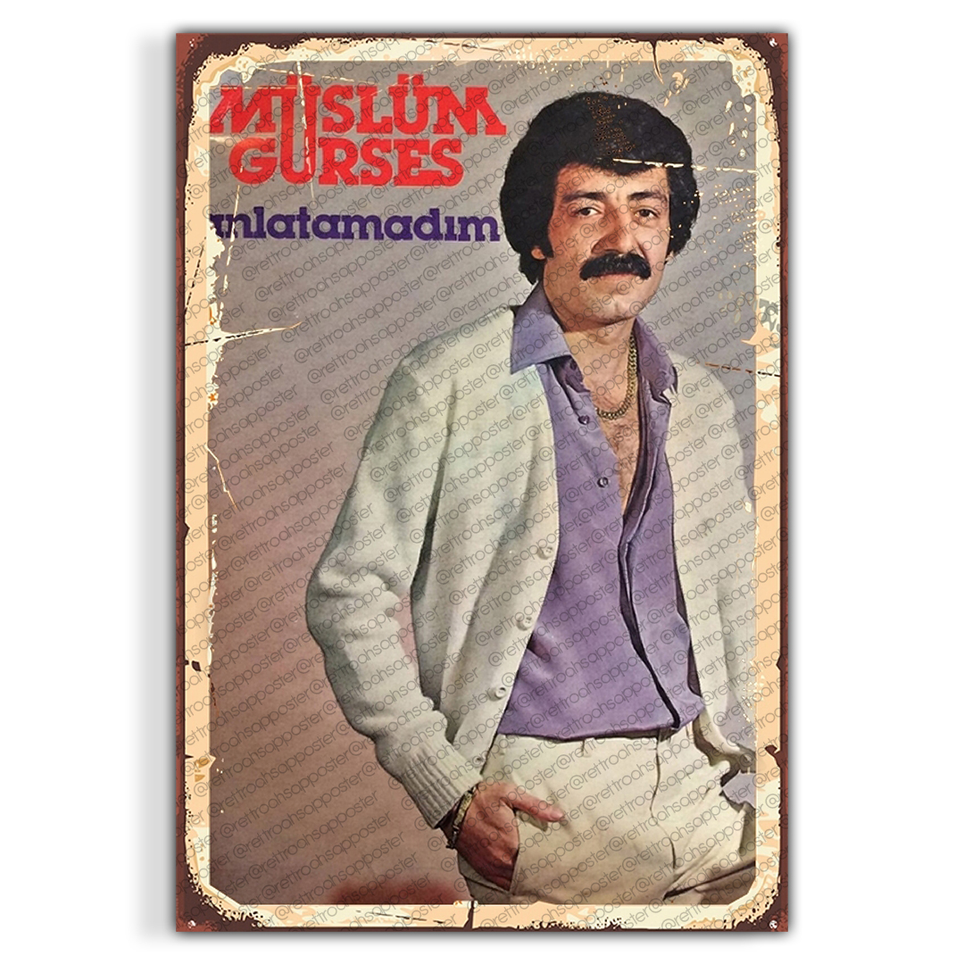 Müslüm Gürses Ahşap Retro Vintage Poster - Retro Ahşap Poster