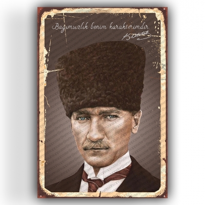 Mustafa Kemal Atatürk Ahşap Retro Vintage Poster 