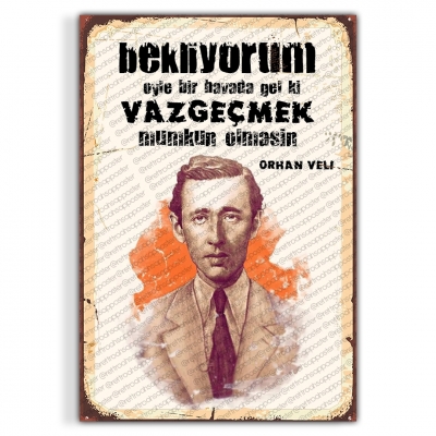 Orhan Veli Ahşap Retro Vintage Poster 