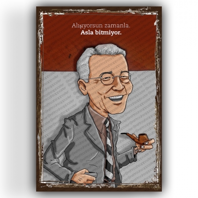 Sabahattin Ali Ahşap Retro Vintage Poster 