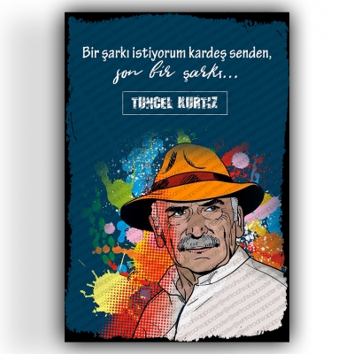 Tuncel Kurtiz Ahşap Retro Vintage Poster 