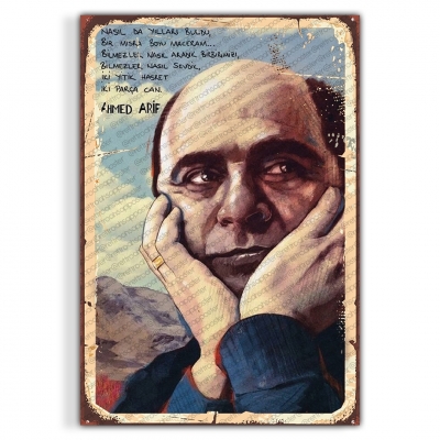 Ahmet Arif Ahşap Retro Vintage Poster 