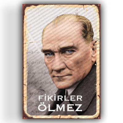 Atatürk Ahşap Retro Vintage Poster 
