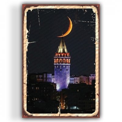 Galata Kulesi Ahşap Retro Vintage Poster 