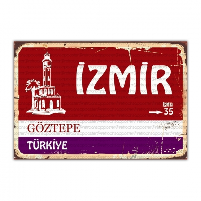 İzmir Ahşap Retro Vintage Poster 