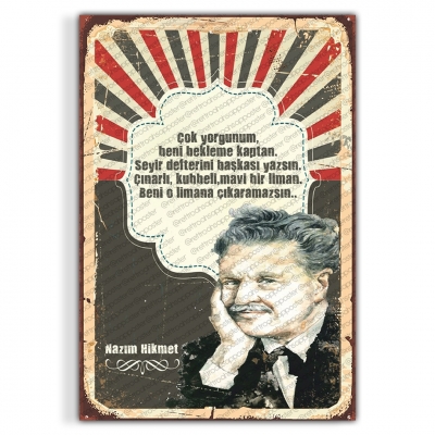 Nazım Hikmet Ahşap Retro Vintage Poster 