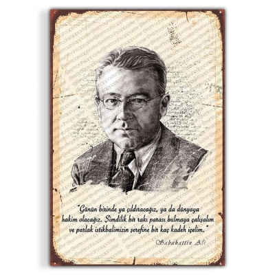 Sabahattin Ali Ahşap Retro Vintage Poster 