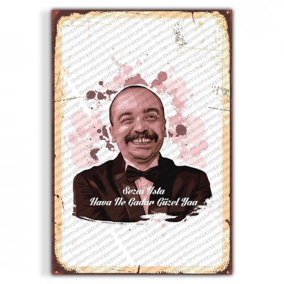 Sezai Usta Ahşap Retro Vintage Poster 