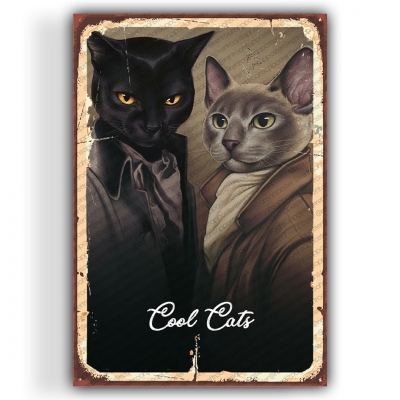 Cool Cats Ahşap Retro Vintage Poster 