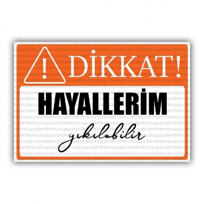 Dikkat Ahşap Retro Vintage Poster 